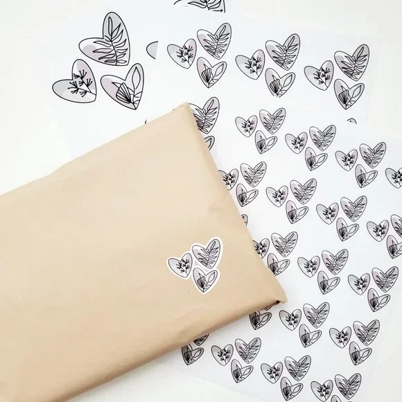 LB068 Neutral Palette Abstract Heart Line Art Plants Sticker Sheets [Price Firm] - Picture 9 of 12